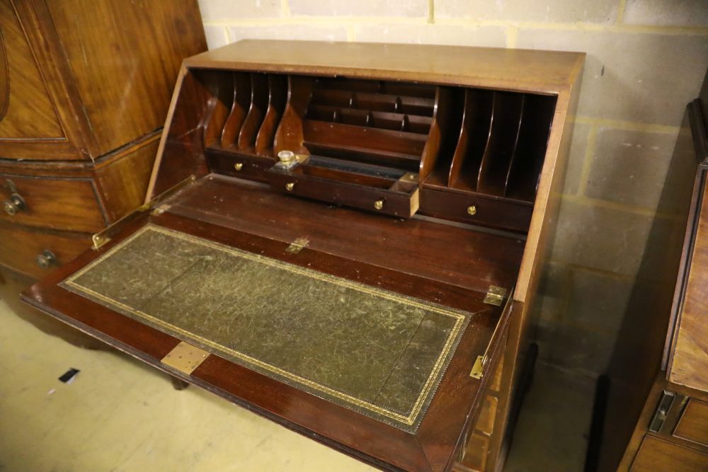 An Edwardian inlaid mahogany bureau, width 102cm, depth 53cm, height 108cm